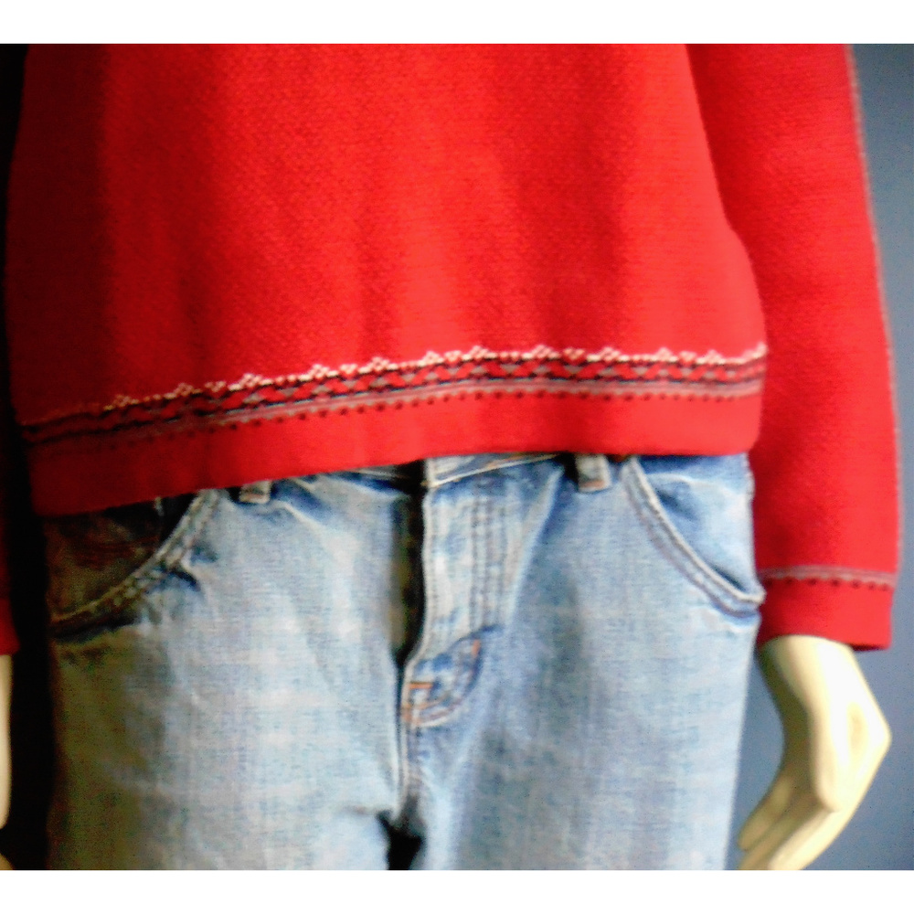 Hanna Anderson Red Combed Cotton Noridic Sweater M - Picture 4 of 6